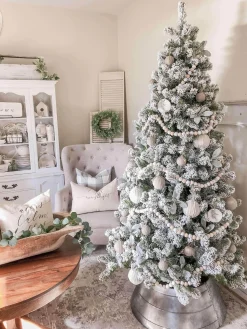 King Of Christmas 9' Prince Flock® Artificial Christmas Tree Unlit- Classic|Unlit