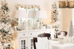 King Of Christmas 7' Prince Flock® Pencil Artificial Christmas Tree With 400 Warm White LED Lights- Classic|Slim