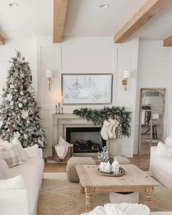 King Of Christmas 10' Queen Flock® Artificial Christmas Tree With 1300 Warm White LED Lights- Realistic|Pre-Lit