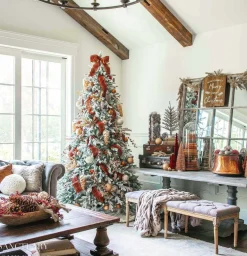 King Of Christmas 10' Queen Flock® Artificial Christmas Tree Unlit- Realistic|Unlit