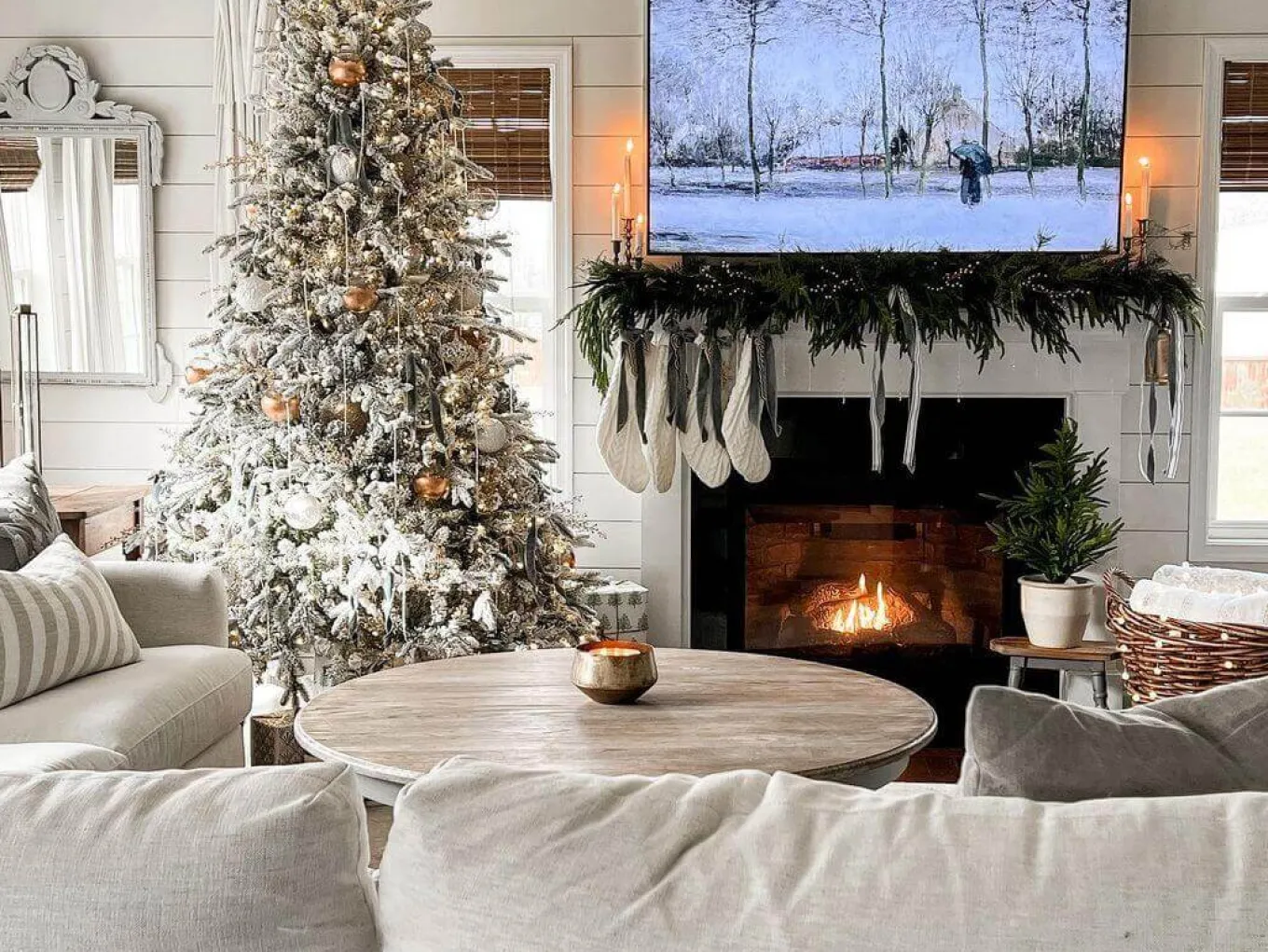 King Of Christmas 10' Queen Flock® Artificial Christmas Tree Unlit- Realistic|Unlit