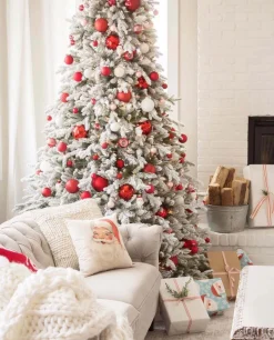 King Of Christmas 10' Queen Flock® Artificial Christmas Tree Unlit- Realistic|Unlit