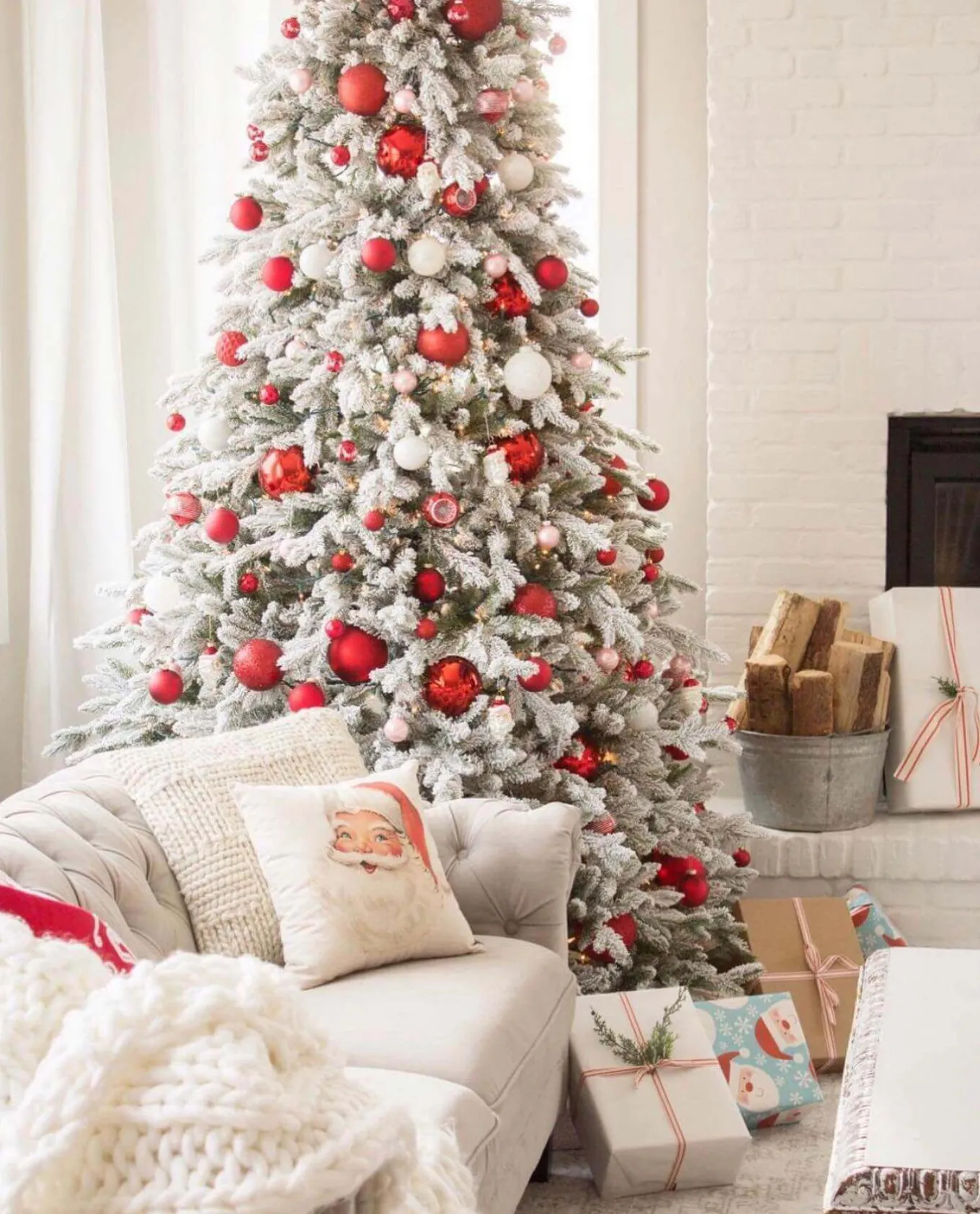 King Of Christmas 10' Queen Flock® Artificial Christmas Tree Unlit- Realistic|Unlit