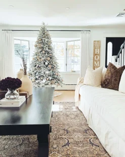 King Of Christmas 12' Queen Flock® Artificial Christmas Tree With 1700 Warm White LED Lights- Realistic|Pre-Lit