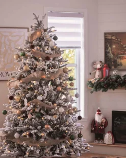 King Of Christmas 6.5' Queen Flock® Artificial Christmas Tree With 650 Warm White LED Lights- Realistic|Pre-Lit