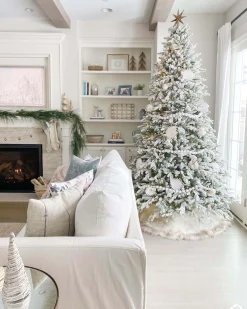 King Of Christmas 6.5' Queen Flock® Artificial Christmas Tree Unlit- Realistic|Unlit