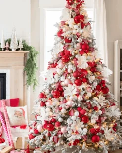 King Of Christmas 6.5' Queen Flock® Artificial Christmas Tree Unlit- Realistic|Unlit