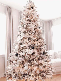 King Of Christmas 7.5' Queen Flock® Artificial Christmas Tree Unlit- Realistic|Unlit