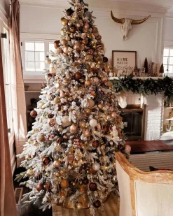 King Of Christmas 7.5' Queen Flock® Artificial Christmas Tree Unlit- Realistic|Unlit