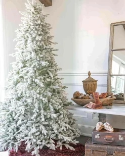 King Of Christmas 8' Queen Flock® Artificial Christmas Tree Unlit- Realistic|Unlit