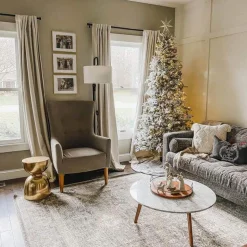 King Of Christmas 12' Queen Flock® Slim Artificial Christmas Tree With 1200 Warm White LED Lights- Realistic|Slim