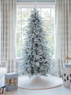 King Of Christmas 6.5' Queen Flock® Slim Artificial Christmas Tree With 500 Warm White LED Lights- Realistic|Slim