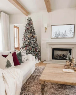 King Of Christmas 6.5' Queen Flock® Slim Artificial Christmas Tree Unlit- Slim|Unlit