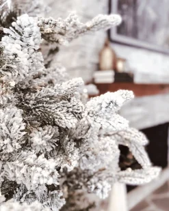 King Of Christmas 7.5' Queen Flock® Slim Artificial Christmas Tree With 650 Warm White LED Lights- Realistic|Slim