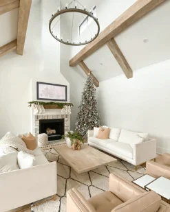 King Of Christmas 9' Queen Flock® Slim Artificial Christmas Tree With 900 Warm White LED Lights- Realistic|Slim