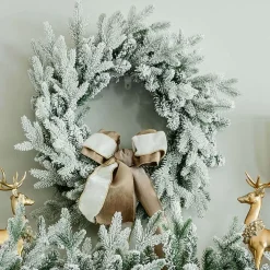 King Of Christmas 24" Queen Flock® Wreath Unlit | - Wreaths|Flocked