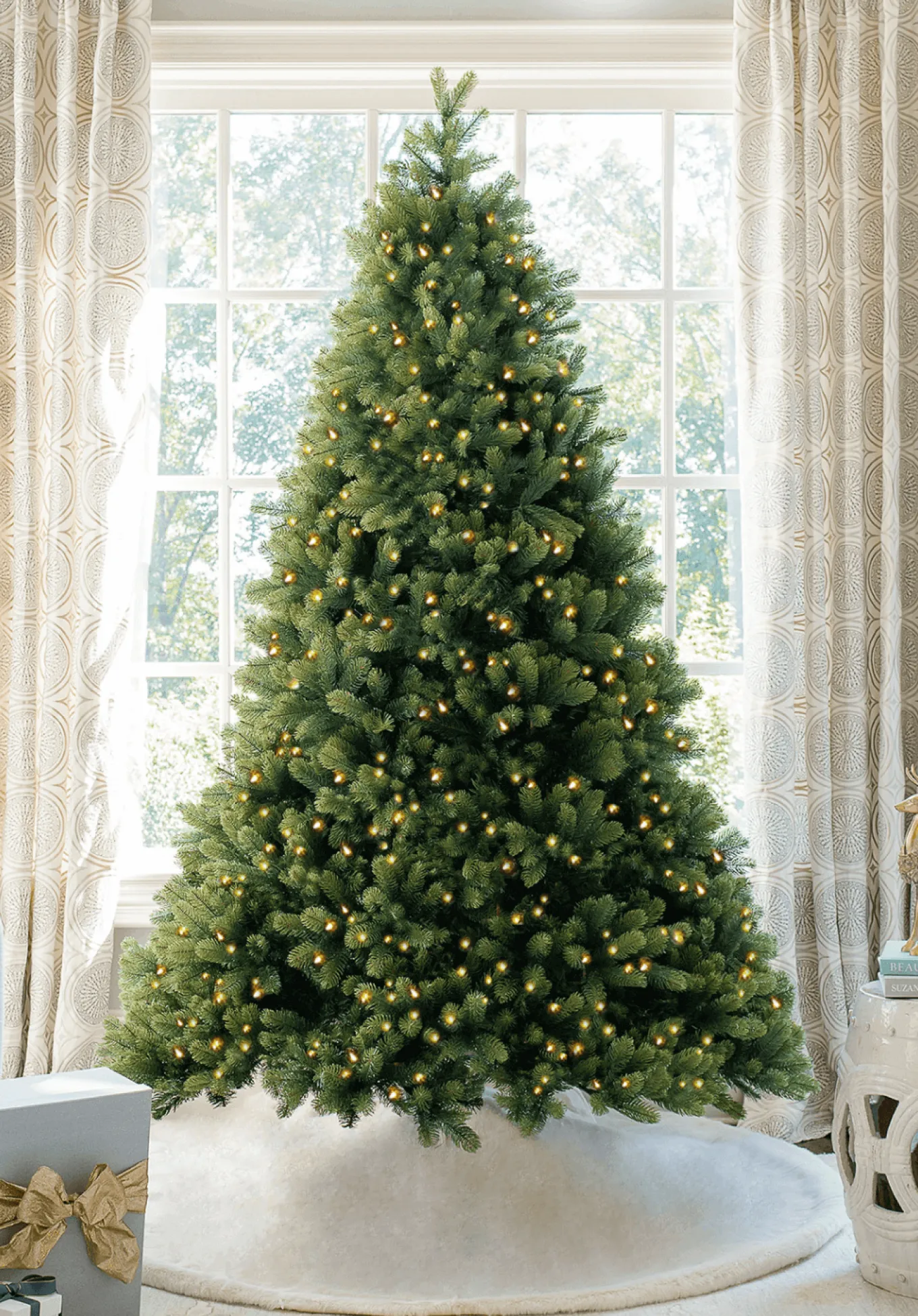 King Of Christmas 12' Royal Fir Artificial Christmas Tree With 2000 Warm White & Multi-Color LED Lights- Realistic|Pre-Lit