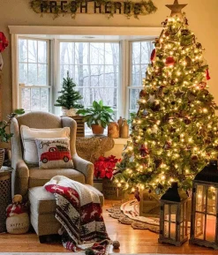 King Of Christmas 6.5' Royal Fir Artificial Christmas Tree With 850 Warm White & Multi-Color LED Lights- Realistic|Pre-Lit