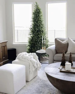 King Of Christmas 12' Royal Fir Slim Artificial Christmas Tree With 1500 Warm White & Multi-Color LED Lights- Realistic|Slim