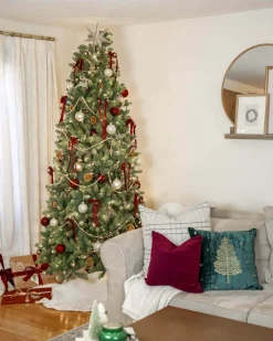 King Of Christmas 6.5' Royal Fir Slim Artificial Christmas Tree With 500 Warm White & Multi-Color LED Lights- Realistic|Slim