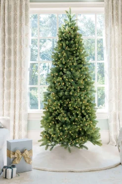 King Of Christmas 7.5' Royal Fir Slim Artificial Christmas Tree With 650 Warm White & Multi-Color LED Lights- Realistic|Pre-Lit