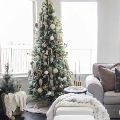 King Of Christmas 7.5' Royal Fir Slim Artificial Christmas Tree With 650 Warm White & Multi-Color LED Lights- Realistic|Pre-Lit