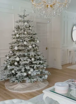 King Of Christmas 7.5' Rushmore Flock Artificial Christmas Tree Unlit- Realistic|Unlit