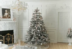 King Of Christmas 9' Rushmore Flock Artificial Christmas Tree 1000 Warm White LED Lights- Realistic|Pre-Lit