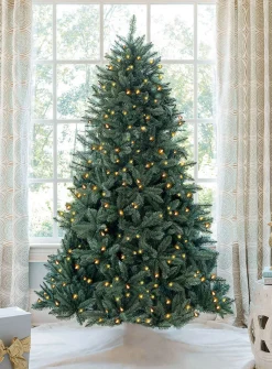 King Of Christmas 7' Tribeca Spruce Blue Artificial Christmas Tree With 550 Warm White LED Lights- Classic|Full