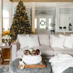 King Of Christmas 8' Tribeca Spruce Blue Artificial Christmas Tree With 650 Warm White LED Lights- Classic|Pre-Lit