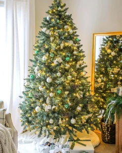 King Of Christmas 8' Tribeca Spruce Blue Artificial Christmas Tree With 650 Warm White LED Lights- Classic|Pre-Lit