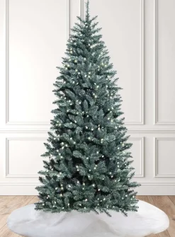 King Of Christmas 8' Tribeca Spruce Blue Slim Artificial Christmas Tree With 500 Warm White LED Lights- Classic|Slim
