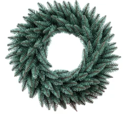 King Of Christmas 24" Tribeca Spruce Blue Wreath With Warm White LED Lights (Battery Operated)- Wreaths|Green