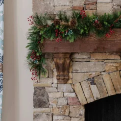 King Of Christmas 6' X 12" Redwood Garland With 70 Warm White LED Lights (Battery Operated)- Garlands