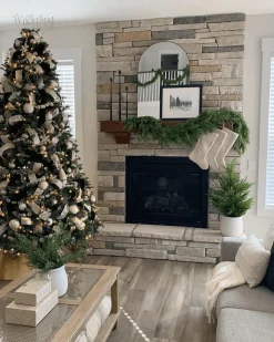 King Of Christmas 7.5' Yorkshire Fir Artificial Christmas Tree With 600 Warm White LED Lights- Classic|Full