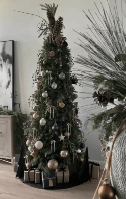 King Of Christmas 7.5' Yorkshire Fir Slim Artificial Christmas Tree With 500 Warm White LED Lights- Classic|Slim