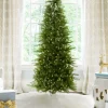 King Of Christmas 9' Yorkshire Fir Slim Artificial Christmas Tree With 600 Warm White LED Lights- Slim|Pre-Lit