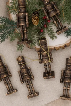 King Of Christmas Bronze Nutcracker Glass Ornament Set (6 Pack)- Ornaments