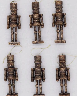 King Of Christmas Bronze Nutcracker Glass Ornament Set (6 Pack)- Ornaments