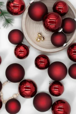 King Of Christmas Burgundy Essential Glass Ornaments (24 Pack)- Ornaments|24 Pack