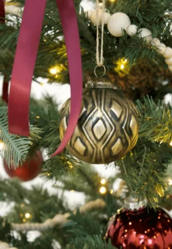 King Of Christmas Distressed Bronze Glass Ornament Set (6 Pack)- Ornaments