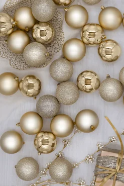 King Of Christmas Gold Glimmer Shatterproof Ornaments (48 Pack)- Ornaments