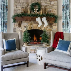 King Of Christmas King Noble Fir Collection 4-Piece Set With Warm White LED Lights (Battery Operated)- Green|Sets