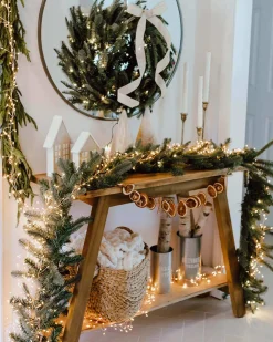 King Of Christmas King Noble Fir Collection 4-Piece Set With Warm White LED Lights (Battery Operated)- Green|Sets