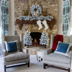 King Of Christmas Marquis Flock Collection 4-Piece Set With Warm White LED Lights (Battery Operated)- Sets|Flocked