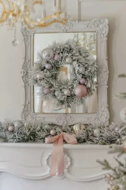 King Of Christmas Marquis Flock Collection 4-Piece Set With Warm White LED Lights (Battery Operated)- Sets|Flocked