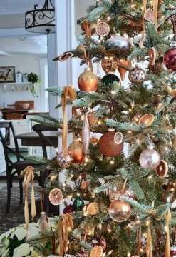 King Of Christmas Natural 30-Piece Glass Ornament Set (Burnt-Orange, Green) Limited Edition- Ornaments|30 Pack