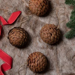 King Of Christmas Pine Cone Ornaments (4 Pack) | - Ornaments|4 Pack