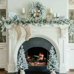 King Of Christmas Queen Flock® Collection 4-Piece Set With Warm White LED Lights (Plug Or Battery Operated)- Sets|Flocked