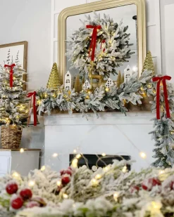 King Of Christmas Queen Flock® Collection 4-Piece Set With Warm White LED Lights (Plug Or Battery Operated)- Sets|Flocked